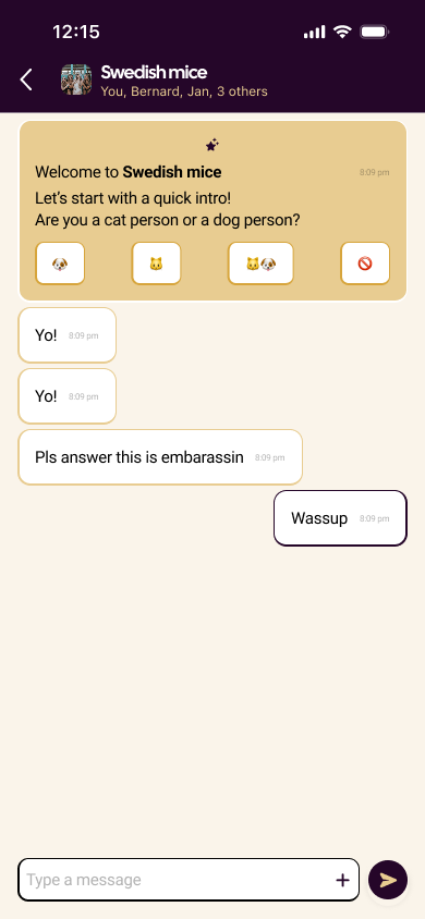 Mashpot group chat screen