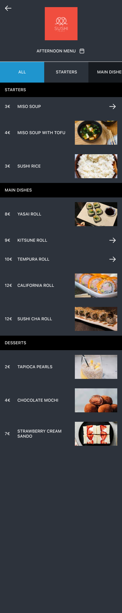 Early customer-facing digital menu