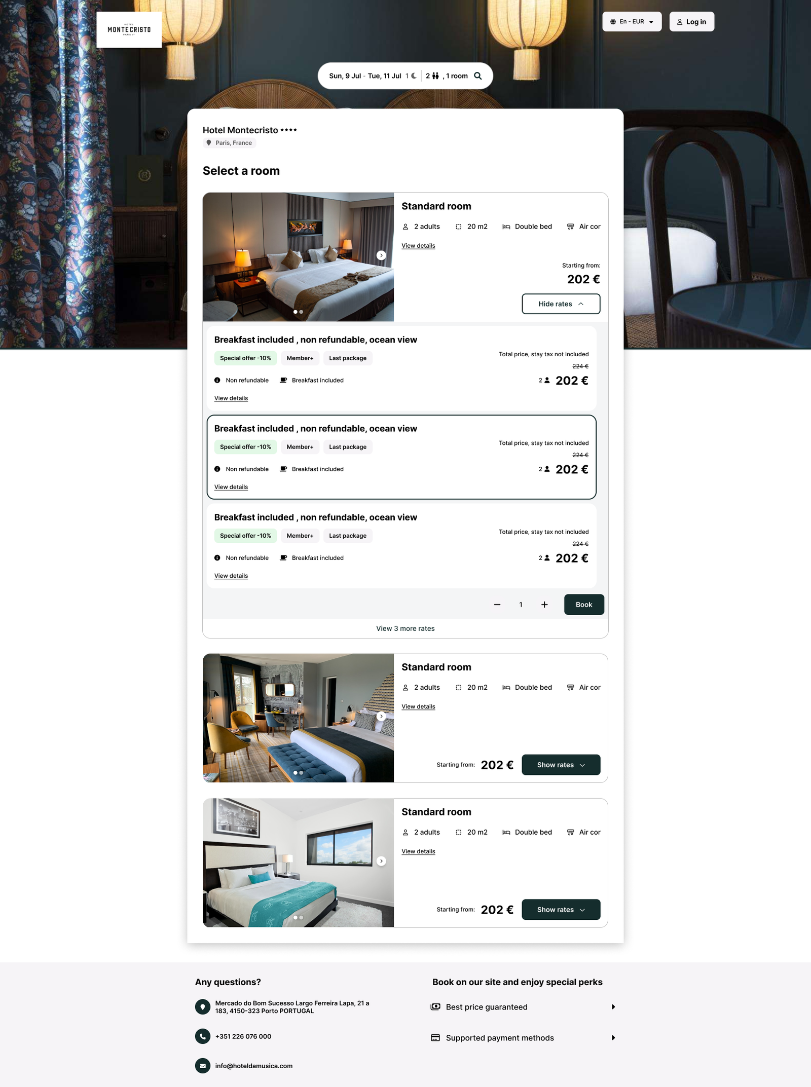Redesigned booking engine concept